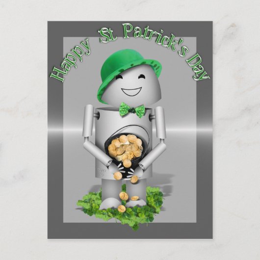 St. Patrick's Day Lucky Lil' Robo-x9 Briefkaart (Voorkant)