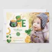 St Patricks Day Lucky ONE 1e verjaardag Uitnodigin Kaart (Voorkant)