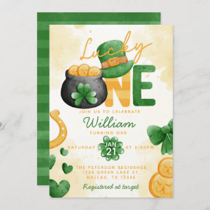 St Patricks Day Lucky ONE 1e verjaardag Uitnodigin Kaart