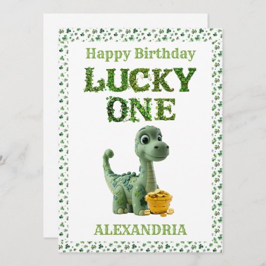 St Patrick's Day Lucky One Dinosaur Kaart (Voorkant / Achterkant)