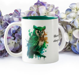 St. Patrick's Day Lucky Owl - die Leprechaun nodig Tweekleurige Koffiemok