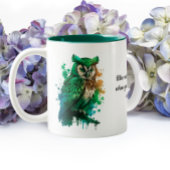 St. Patrick's Day Lucky Owl - die Leprechaun nodig Tweekleurige Koffiemok