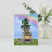 St Patrick's Day - Lucky Raccoon Briefkaart (Staand voorkant)