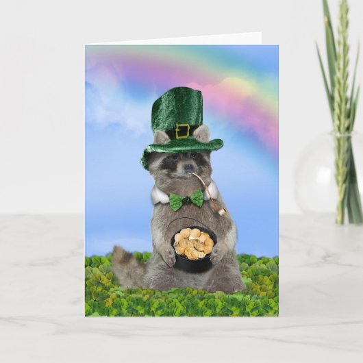 St Patrick's Day - Lucky Raccoon Kaart (Voorkant)