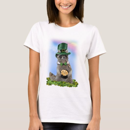 St Patrick's Day - Lucky Raccoon T-shirt (Voorkant)