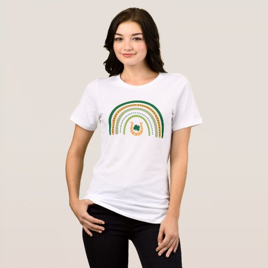 St. Patrick's Day Lucky Rainbow en Hoefijzer Tri-Blend Shirt (Voorkant volledig)