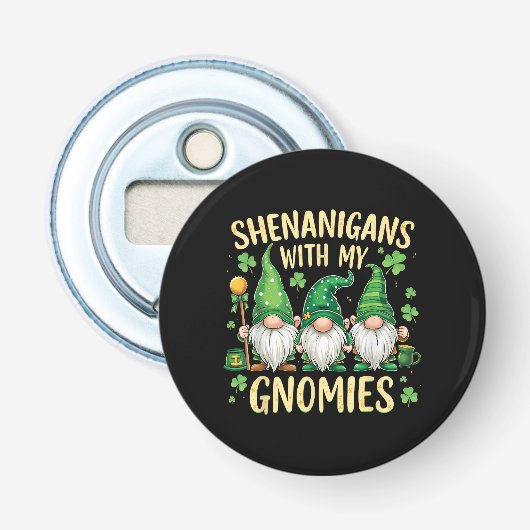 St. Patrick's Day Lucky Shamrock Kabouter Button Flesopener (Voorkant)