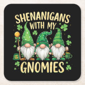 St. Patrick's Day Lucky Shamrock Kabouter Kartonnen Onderzetters (Voorkant)