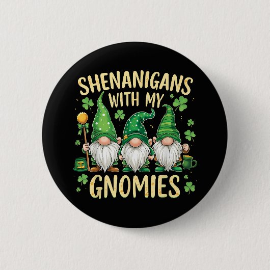 St Patrick's Day Lucky Shamrock Kabouter Ronde Button 5,7 Cm (Voorkant)