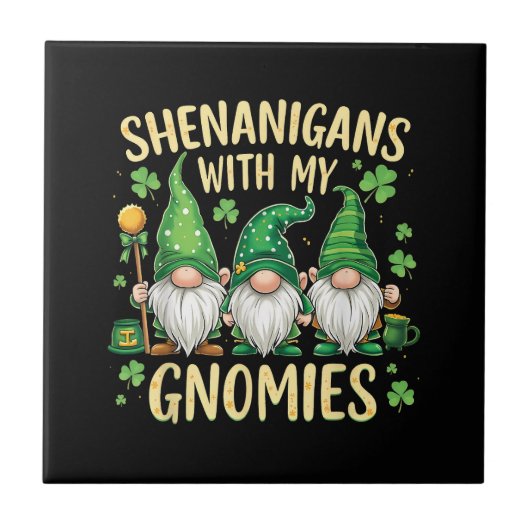 St. Patrick's Day Lucky Shamrock Kabouter Tegeltje (Voorkant)