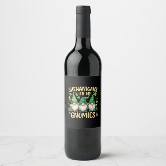 St. Patrick's Day Lucky Shamrock Kabouter Wijn Etiket (Voorkant)