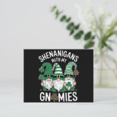 St Patricks Day Lucky Shamrock Leopard Gnomes Briefkaart (Staand voorkant)