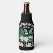 St Patricks Day Lucky Shamrock Leopard Gnomes Flesjeskoeler (Fles Voorkant)