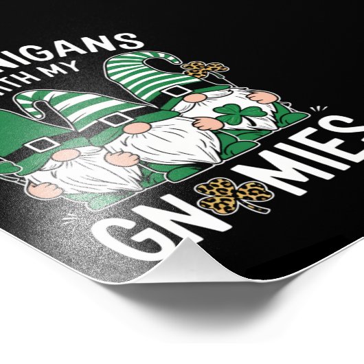 St Patricks Day Lucky Shamrock Leopard Gnomes Foto Afdruk (Hoek)