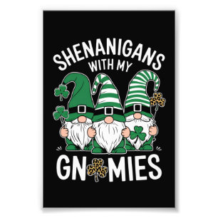 St Patricks Day Lucky Shamrock Leopard Gnomes Foto Afdruk