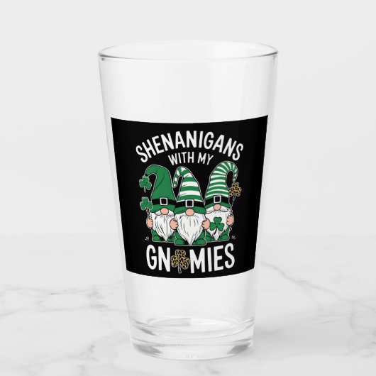 St Patricks Day Lucky Shamrock Leopard Gnomes Glas (Voorkant)