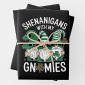 St Patricks Day Lucky Shamrock Leopard Gnomes Inpakpapier Vel (In situ)