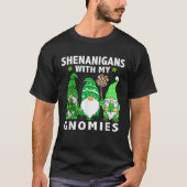 St Patricks Day Lucky Shamrock Leopard Gnomes Iris T-shirt (Voorkant)