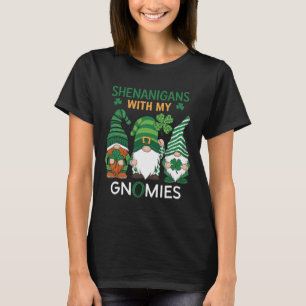 St Patricks Day Lucky Shamrock Leopard Gnomes Iris T-shirt
