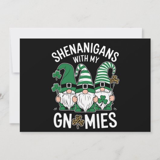 St Patricks Day Lucky Shamrock Leopard Gnomes Kaart (Voorkant)