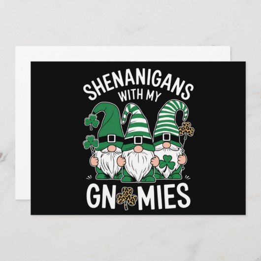 St Patricks Day Lucky Shamrock Leopard Gnomes Kaart (Voorkant / Achterkant)