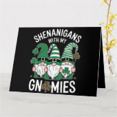 St Patricks Day Lucky Shamrock Leopard Gnomes Kaart (Gele Bloem)
