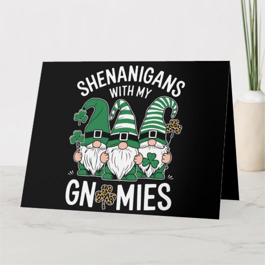 St Patricks Day Lucky Shamrock Leopard Gnomes Kaart (Voorkant)