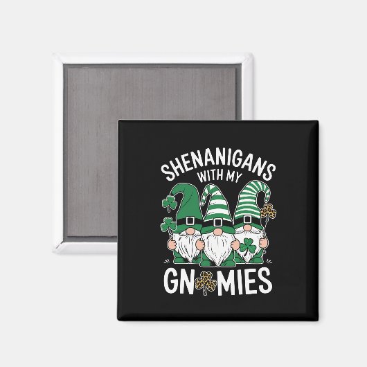 St Patricks Day Lucky Shamrock Leopard Gnomes Magneet (Voorkant / Achterkant)