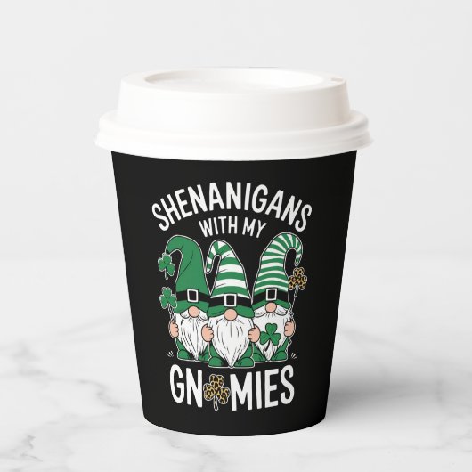 St Patricks Day Lucky Shamrock Leopard Gnomes Papieren Bekers (Voorkant)