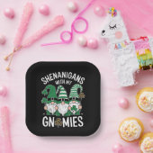 St Patricks Day Lucky Shamrock Leopard Gnomes Papieren Bordje (Feest)