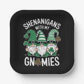 St Patricks Day Lucky Shamrock Leopard Gnomes Papieren Bordje (Voorkant)