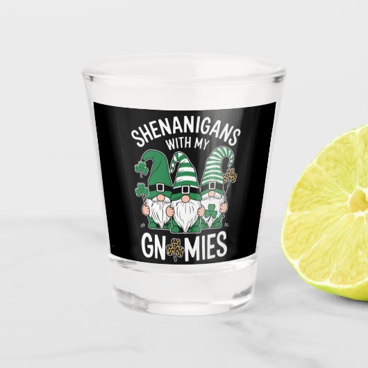 St Patricks Day Lucky Shamrock Leopard Gnomes Shot Glas (Voorkant)