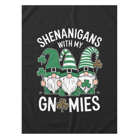 St Patricks Day Lucky Shamrock Leopard Gnomes Tafelkleed (Voorkant)