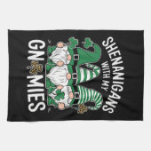 St Patricks Day Lucky Shamrock Leopard Gnomes Theedoek (Horizontaal)
