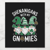 St Patricks Day Lucky Shamrock Leopard Gnomes Wijn Etiket (Enkel label)