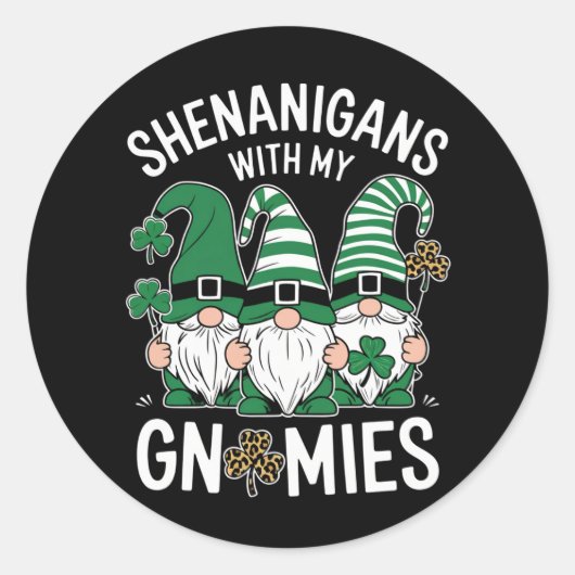 St. Patrick's Day Lucky Shamrock Luipaard Kabouter Ronde Sticker (Voorkant)