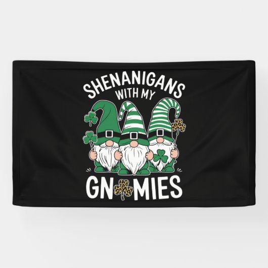 St Patricks Day Lucky Shamrock Luipaard Kabouters Spandoek (Horizontaal)