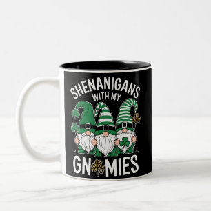 St Patricks Day Lucky Shamrock Luipaard Kabouters  Tweekleurige Koffiemok