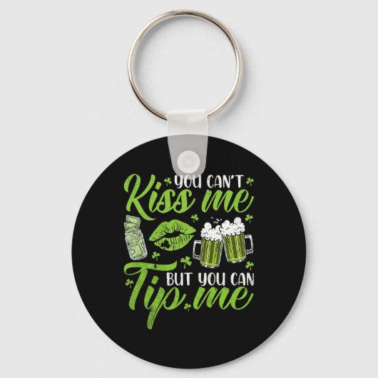 St Patricks Day Lucky Shamrock serveerster Rtender Sleutelhanger (Voorkant)