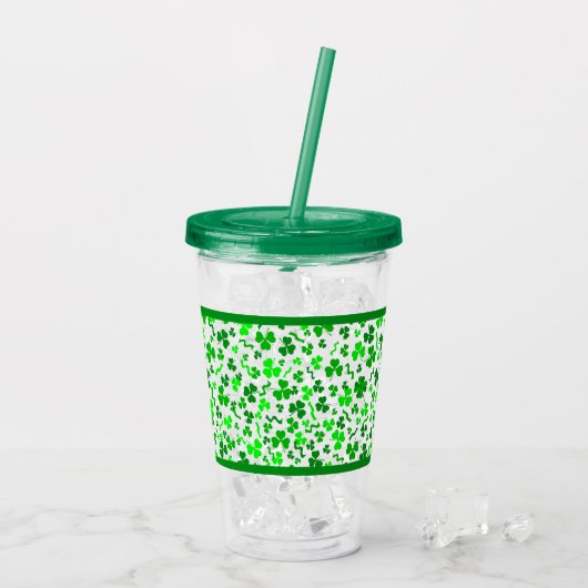 St Patrick's Day Lucky Shamrocks Confetti Acryl Drinkbeker (Achterkant ijs)