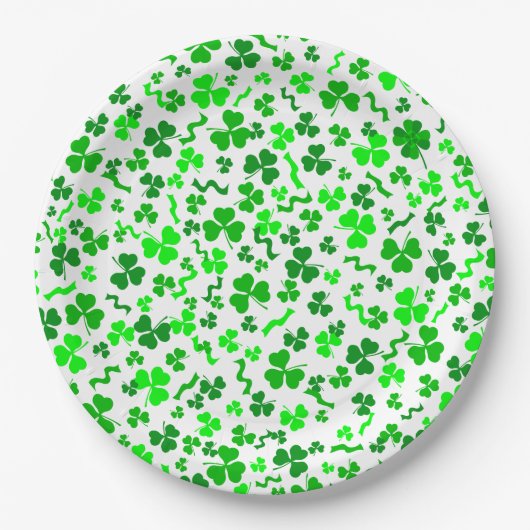 St Patrick's Day Lucky Shamrocks Confetti Pattern Papieren Bordje (Voorkant)