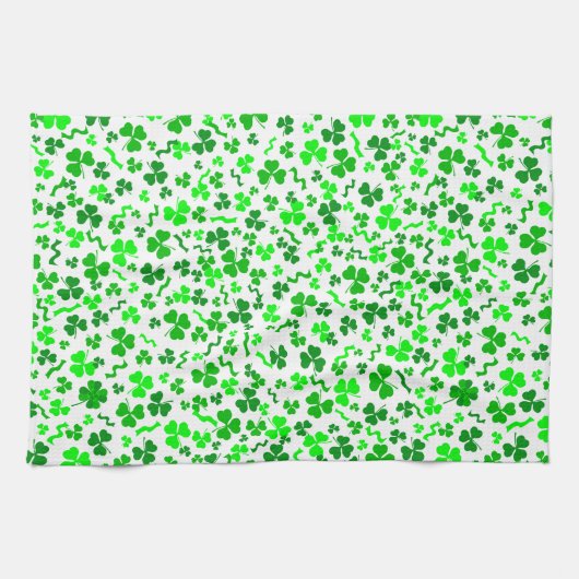 St Patrick's Day Lucky Shamrocks Confetti Pattern Theedoek (Horizontaal)