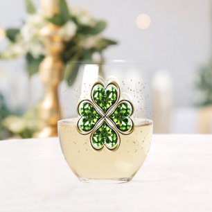 St. Patrick's Day Lucky Shamrocks Wijnglas Zonder Voet