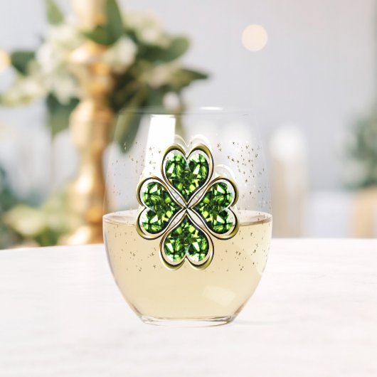 St. Patrick's Day Lucky Shamrocks Wijnglas Zonder Voet (Insitu (Huwelijk))