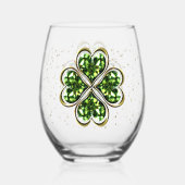 St. Patrick's Day Lucky Shamrocks Wijnglas Zonder Voet (Achterkant)