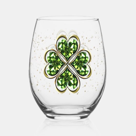 St. Patrick's Day Lucky Shamrocks Wijnglas Zonder Voet (Achterkant)
