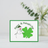 St Patrick's Day Lucky Snowman Briefkaart (Staand voorkant)