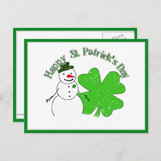St Patrick's Day Lucky Snowman Briefkaart (Voorkant / Achterkant)