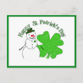 St Patrick's Day Lucky Snowman Briefkaart (Voorkant)