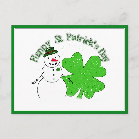 St Patrick's Day Lucky Snowman Briefkaart (Voorkant)